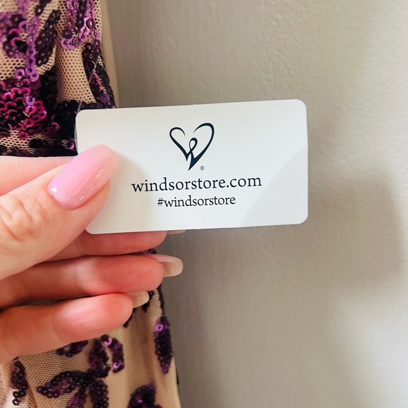 NWT Windsor purple and nude Slit Maxi Gown size small - Picture 6 of 12